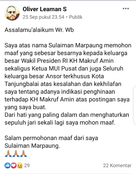 Seorang Pria di Tanjung Balai Unggah Foto Sandingkan Ma'ruf Amin dengan Kakek  Sugiono â€“ KabarMedan.com