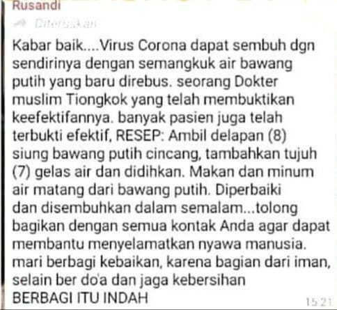 bawang putih sembuhkan hoax