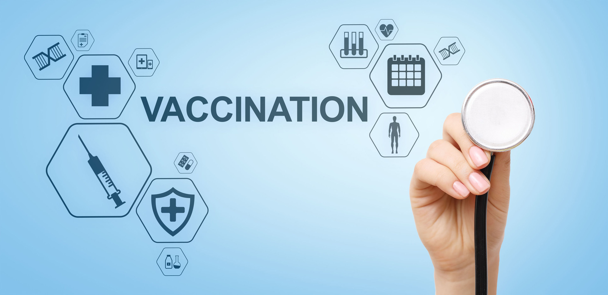 Vaccination Medical Healthcare concept of virtual screen.