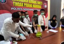 Polres Sergai Musnahkan Barbut Narkoba, 100 Gram Sabu dan 19 Butir Ekstasi