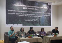 Fahrur Roni Hasibuan dari Bapperida Sumut menjadi salah satu narasumber dalam diskusi publik bertajuk Mendorong Integrasi Perlindungan Ekosistem Leuser dalam RTRW dan RPJP Sumatera Utara yang Berkeadilan Ekologis di Medan, Jumat (12/6/2026). Forum ini membahas pentingnya perlindungan Leuser sebagai penyangga kehidupan dan pembangunan berkelanjutan di Sumatera Utara.