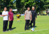 Tendangan Perdana Adlin Tambunan Resmi Buka Open Turnamen Sepakbola Piala Bupati-Wabup Sergai